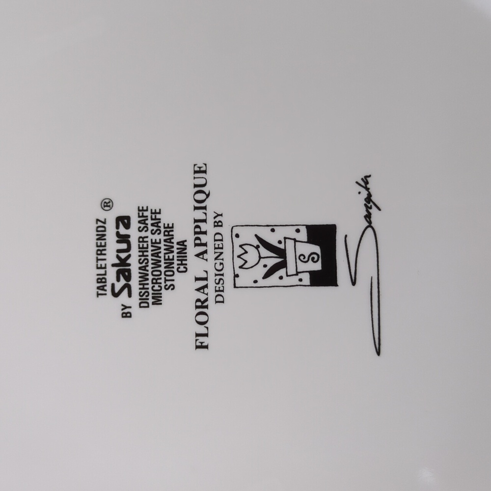 Tabletrendz By Sakura Stoneware Salad Plates And Latch Canister Floral Applique - Picture 11 of 17